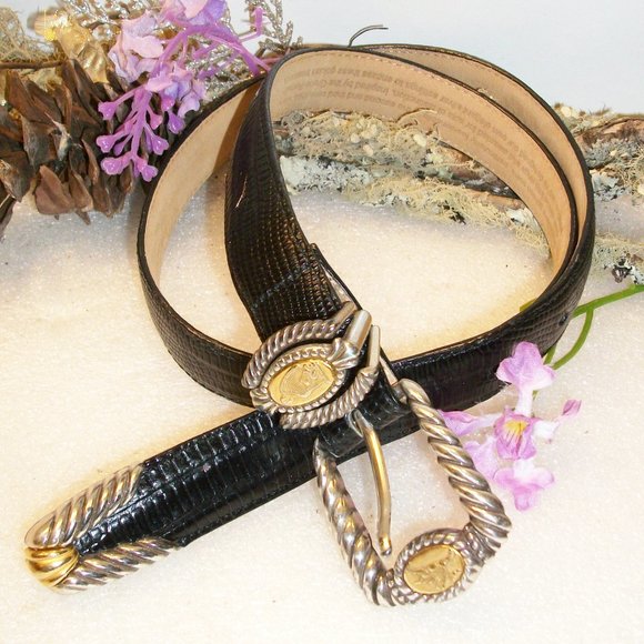 Brighton Accessories - Brighton Museum Collection Black Belt Greco Roman Coins Sz M 35"L x 7/8"W #37803